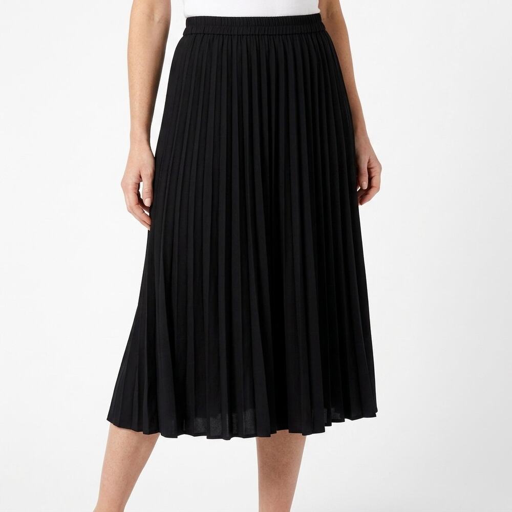 Porter Grey Paris Black Pleated Knee Length Skirt Women Size XL
